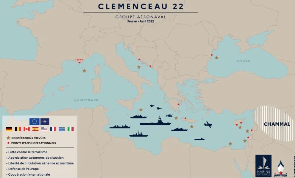 Развертывание французского флота в Средиземном море Клемансо 22